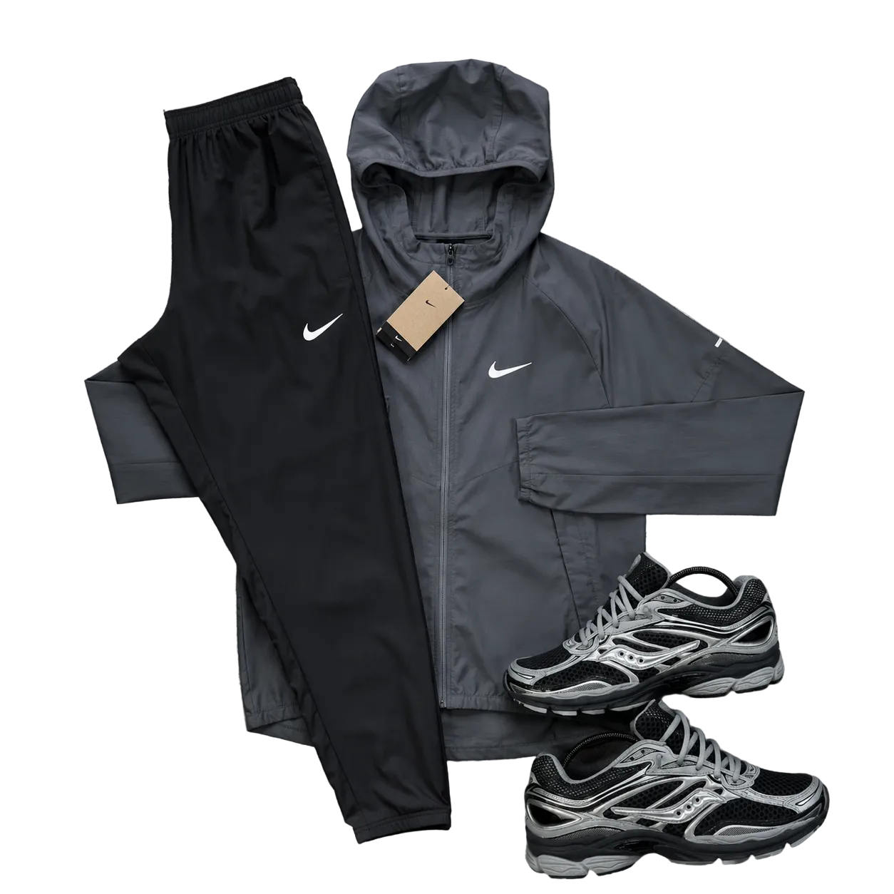 NIKE REPEL TRACKSUIT - GREY WINDRUNNER & BLACK BOTTOMS